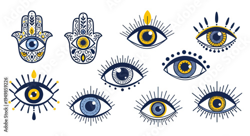Evil Eye Symbols and Hamsa Hand - Protection, Mysticism, Spirituality, Talismans