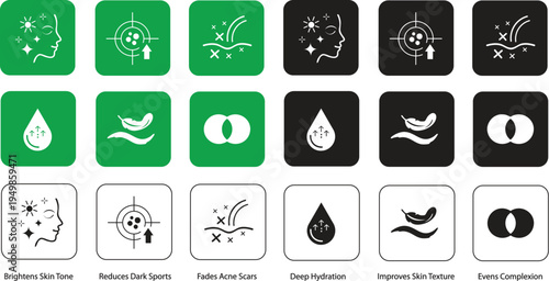 Cosmetic Skincare Icon Set – Beauty, Spa, Organic Product Vector Icons