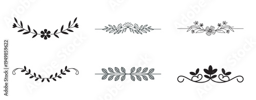 Decorative floral vine elements for page dividers and borders