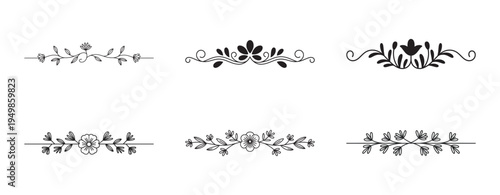 Hand drawn floral dividers and ornamental borders for design