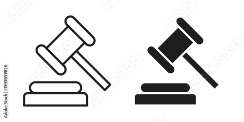 Auction icon element for graphic designs. line and flat symbols