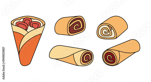 Crepe Roll Line art vector minimal smooth abstract illustration