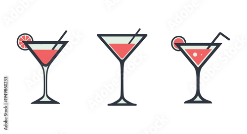 Cosmopolitan Martini Line art soft elegant abstract artwork illustration