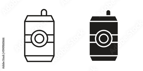 Beer can icon element for graphic designs. line and flat symbols