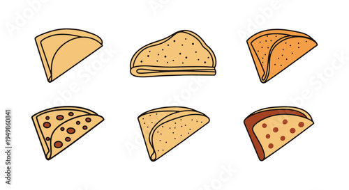 Crêpes Line art vector set soft pastel abstract color