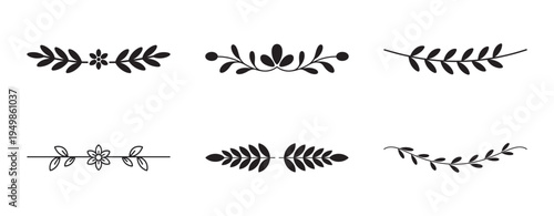 Rustic leaf branch dividers set with symmetrical botanical outlines
