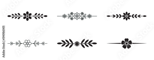 Elegant floral border vector set refined decorative ornaments