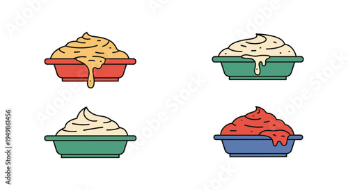 Dips Line art vector set minimal colorful abstract illustration