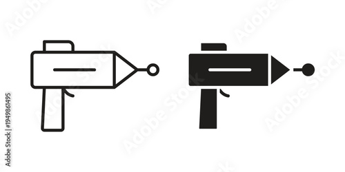 Blaster icon element for graphic designs. line and flat symbols