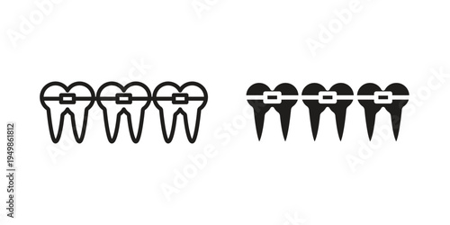 Braces icon element for graphic designs. line and flat symbols