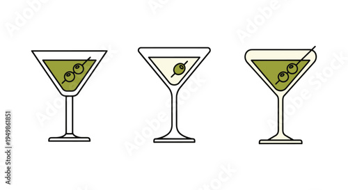 Dirty Martini Line art vector abstract modern color design