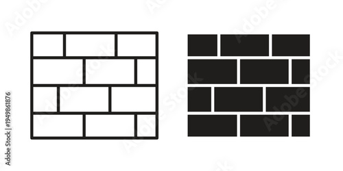 Brickwall icon element for graphic designs. line and flat symbols