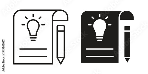 Briefing icon element for graphic designs. line and flat symbols