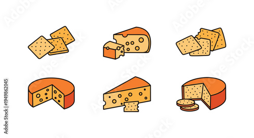 Cheese and Crackers Line art creative bold abstract illustration
