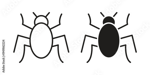 Bug icon element for graphic designs. line and flat symbols