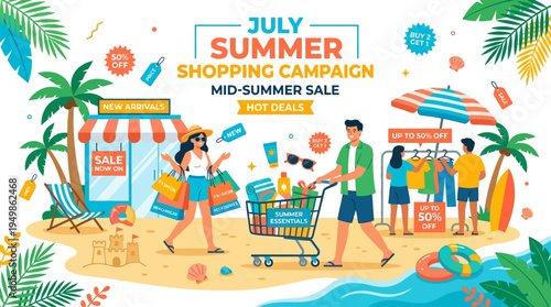 Summer Shopping Campaign Featuring Beach Elements