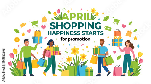 April Shopping Promotion Featuring Happy Customers with Gifts