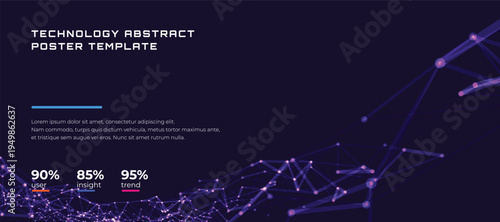 Modern Digital Technology Background With Glowing Dots. Data Lines Representing Big Data And Modern Stack Systems. Vector Illustration.
