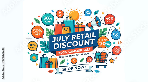 July Retail Discount Summer Sale Announcement