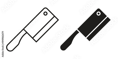 Butcher knife icon element for graphic designs. line and flat symbols
