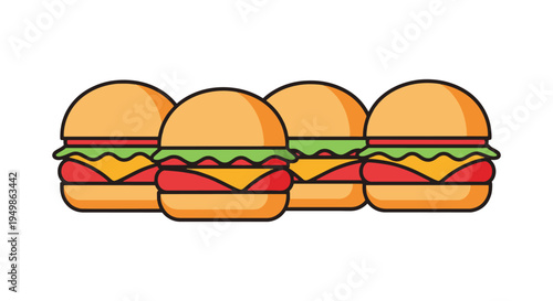 Cheese Burger Sliders Line art dynamic smooth abstract illustration