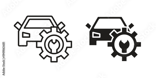 Car service icon element for graphic designs. line and flat symbols