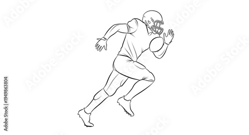 American football player running with ball sketch.