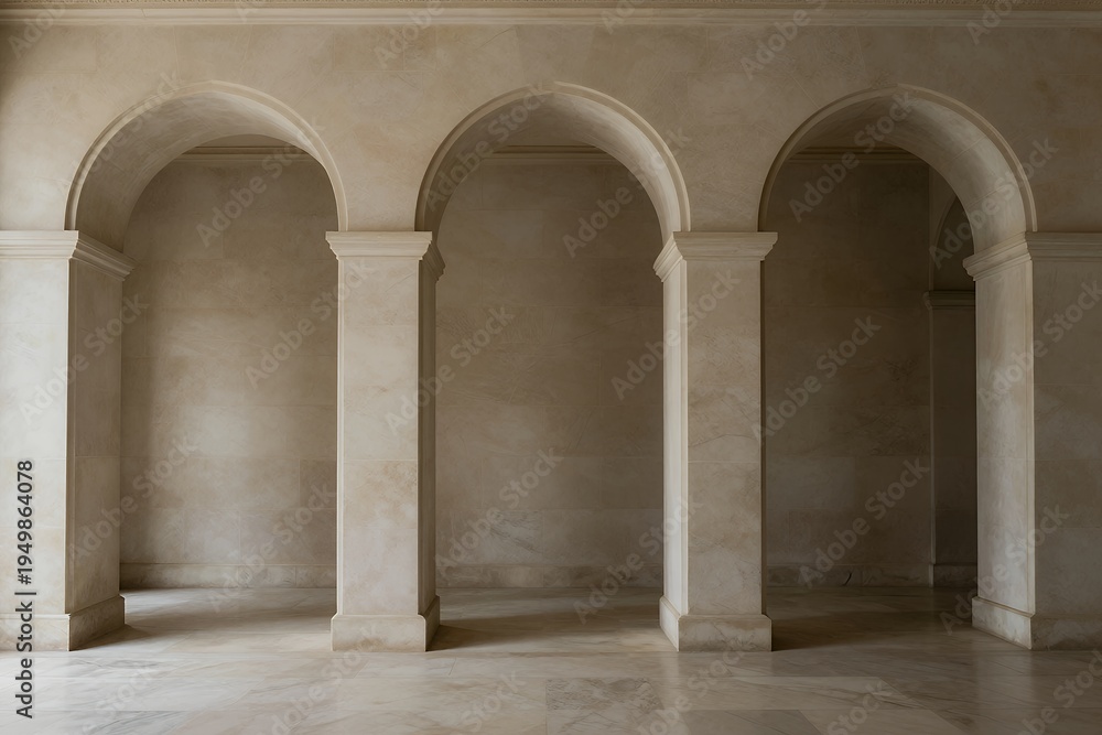Fototapeta premium Empty Arches in a Minimalist Architectural Space with Light and Shadows