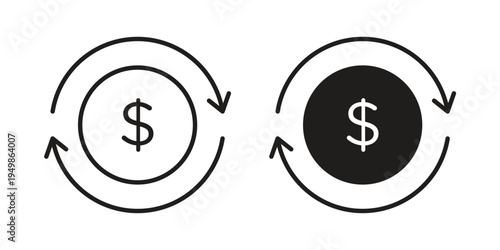 Cashback icon element for graphic designs. line and flat symbols