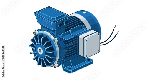 Vector blue electric motor illustration