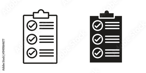 Checklist icon element for graphic designs. line and flat symbols