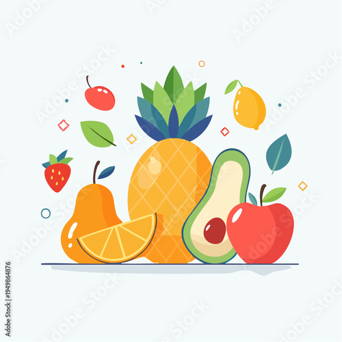 Vibrant and wholesome assortment of fresh fruits, promoting healthy eating and a nutritious lifestyle with natural goodness