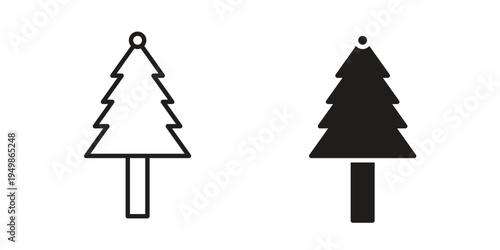 Christmas tree icon element for graphic designs. line and flat symbols