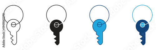 Key chain icon set. Key with key chain icon, Keys and protection symbol. vector illustration .