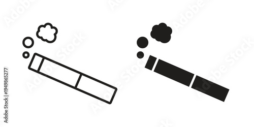 Cigarette icon element for graphic designs. line and flat symbols