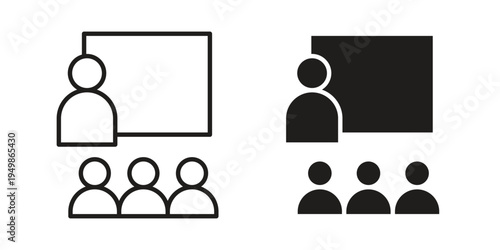 Classroom icon element for graphic designs. line and flat symbols