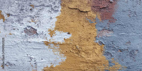 A weathered vintage surface features a cracked brown pattern of aged paint and dirty plaster on a rough grunge concrete wall texture