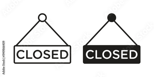 Closed icon element for graphic designs. line and flat symbols