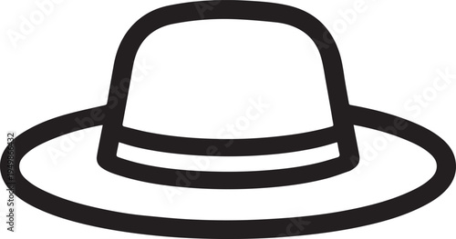 Hand Drawn Woman Hat Black and White Illustration in Minimal Line Art Style Design