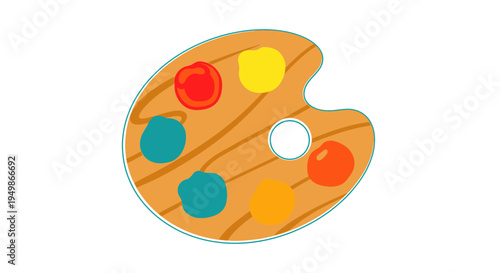 Colorful wooden artist paint palette.