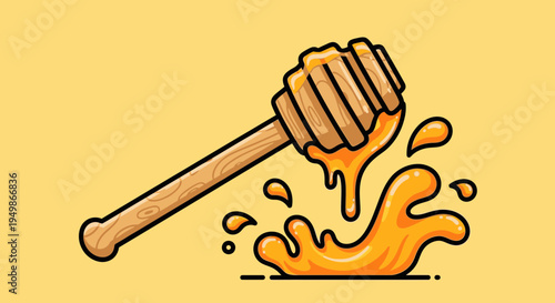 Honey dipper with dripping honey 4.