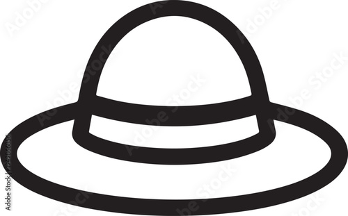 Hand Drawn Woman Hat Black and White Illustration in Minimal Line Art Style Design