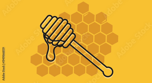 Honey dipper with honey dripping.