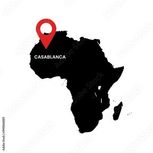 Casablanca location in Africa continent illustration with modern minimalist aesthetic design