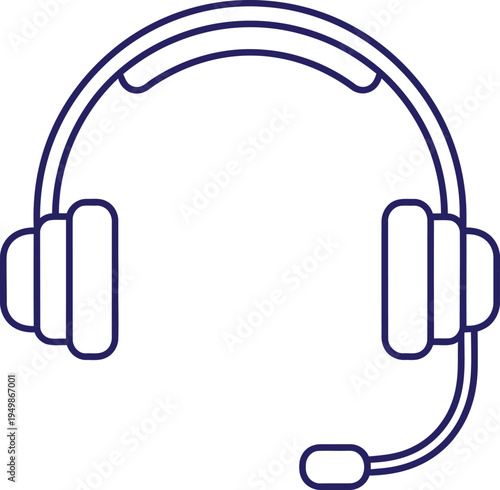 A simple line drawing of a headset with microphone