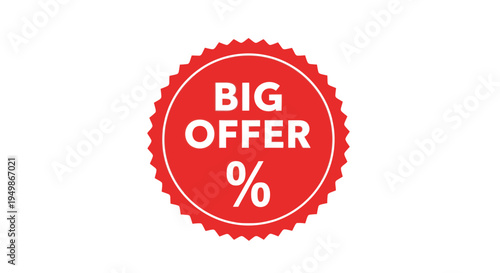 Red Big Offer Discount Label Icon.