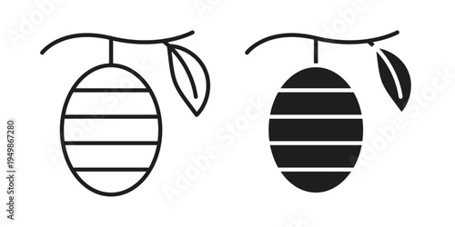 Cocoon icon element for graphic designs. line and flat symbols