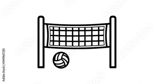 Volleyball net with ball in play.