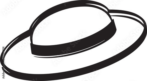 Hand Drawn Woman Hat Black and White Illustration in Minimal Line Art Style Design
