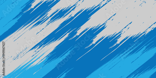 Tableau sur toile Abstract Blue Background with Dynamic White and Azure Brush Strokes